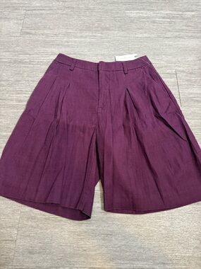 Maeve Linen Blend Shorts Plum Purple Cottagecore Minimalist Summer Shorts NWT